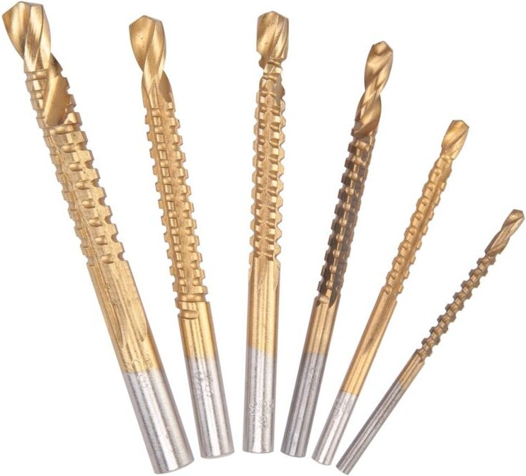 6 tlg HSS Fraesbohrer Satz Holzbohrer Fraeser Bohrer Set fuer Metall K075