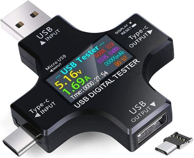 Thumbnail - Bluedeer - 2-in-1 usb Tester Messgerät Strommessgerät Digital Multimeter Strommesser Power Meter, Spannung Voltmeter, St...