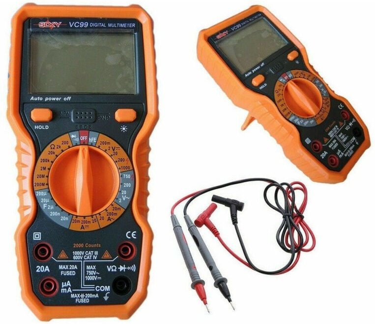 Trade Shop - Digitalmultimeter, professioneller Tester, Volt, Ampere, Farad, Ohm, Sonden, VC99 -