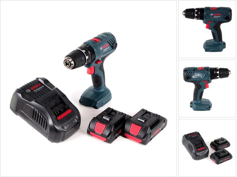 Bosch Professional GSB 18V-21 Akku Schlagbohrschrauber 18V 55Nm + 2x Akku ProCORE 4,0Ah + Schnellladegerät