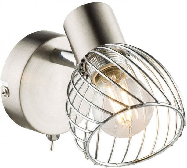 Wandstrahler texas Silber matt mit Schalter und Gitterschirm, Breite 8cm