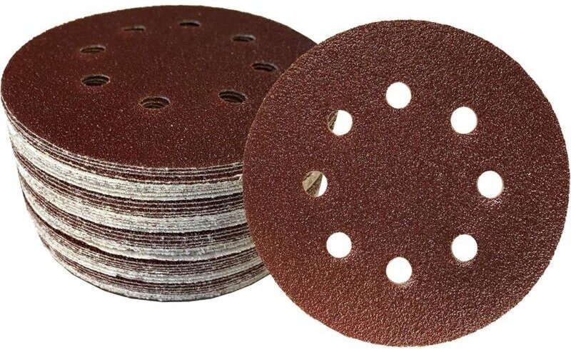 60 Blatt selbstklebende Schleifscheiben für 115-mm-Exzenterschleifer, 8 Löcher, Körnung 10 x 40/60/80/120/180/240
