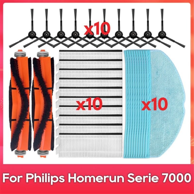 Für Homerun Serie 7000, XU7100/01, XU7100/02 Hepa-Filter Wichtigsten Seite Pinsel Mopp Roboter Staubsauger Kit