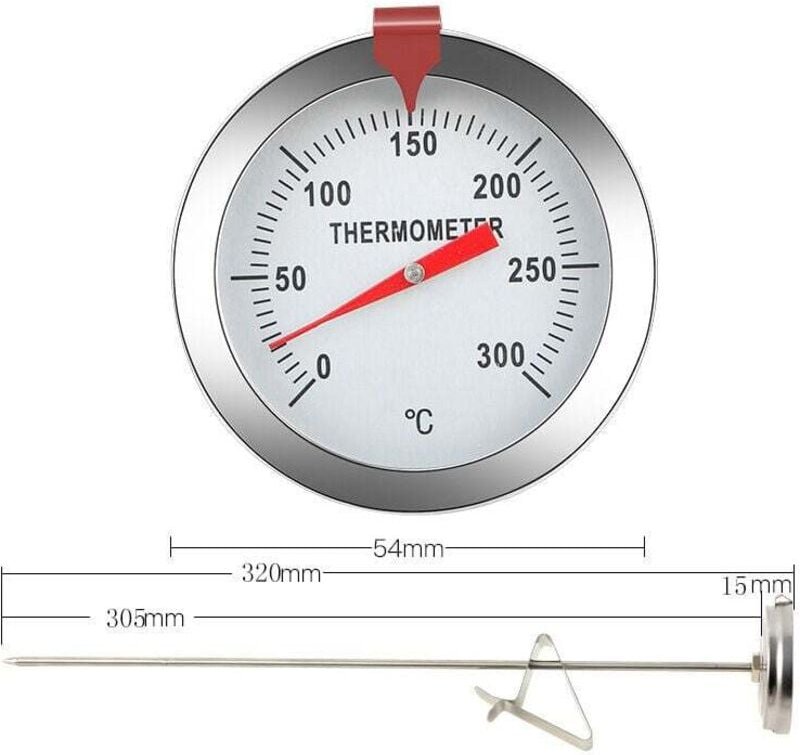 Kochthermometer, 30 cm langes Sondenthermometer, Edelstahl-Kochsondenthermometer mit Fleischflaschenclip für das Grillen...