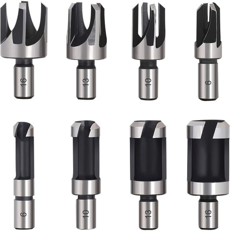 Linghhang - Holzdübel, 8 Stück HSS-Holzbohrer, Dübelschneider, Holzschneidwerkzeug, Holzdübelschneider, Bohrer 6 mm/10 m...