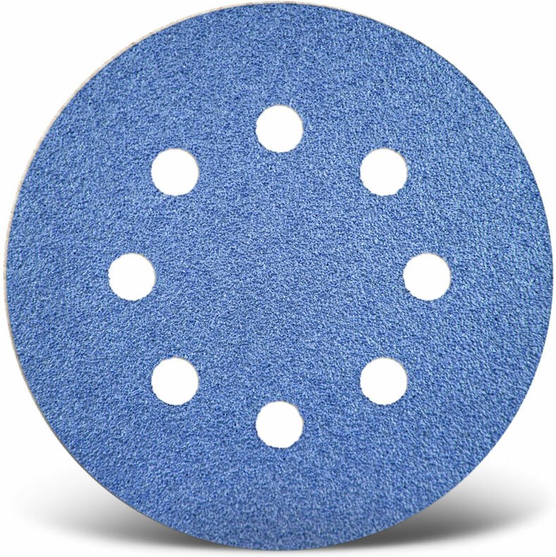 MENZER Blue Klett-Schleifscheiben, 125 mm, 8-Loch, f. Exzenterschleifer, Zirkonkorund (25 Stk.) K60