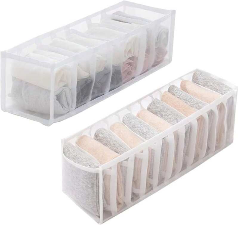 Stück faltbarer Schubladen-Organizer, Schubladenaufbewahrung für Socken, Unterwäsche, Babykleidung, Krawatten (weiß)