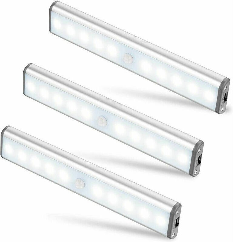 Thumbnail - Gabrielle - 3er-Set 10 LED-Lampen, kabellos, per usb wiederaufladbar, magnetisch, Bewegungssensor, 2 Beleuchtungsmodi, t...