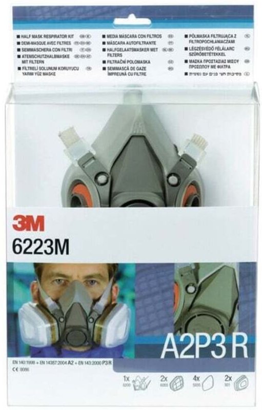 3M 7000061552 Atemschutzhalbmaskenset 6223 – SET – A2P3R EN 140 mit Filter M
