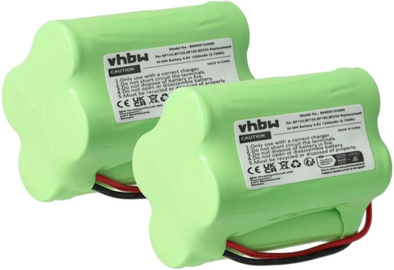 Vhbw - 2x Akku Ersatz für BP120, BBTY0356001, BP180, BP150, BP250 für Funkgerät, Walkie Talkie (1200 mAh, 4,8 v, NiMH)