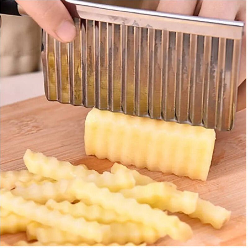 Trade Shop Traesio - Trade Shop - Wellenförmiges Messer für Kartoffeln, Gurken aus Stahl, Schneidemaschine, Küchenzubehö...