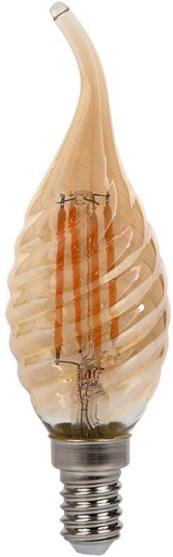V-tac - E14 4W LED-Kerzenlampe, gedrehtes Flammenfilament, Bernstein, Warmweiß