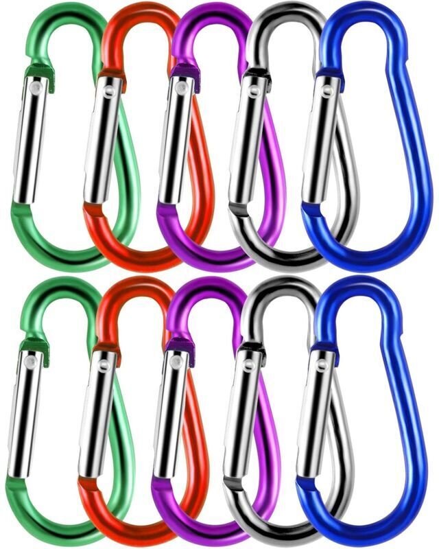 Kleiner und farbenfroher Aluminium-Karabiner mit Federhaken für Camping, Reisen, Wandern, Rucksäcke und Gürtel.
