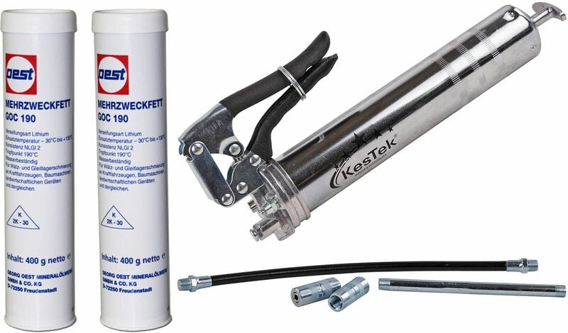 Mehrzweck Einhand Fettpresse EFP400 Set mit 2x Schmierfett IXELON GOC190 400g