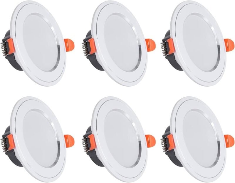 LED-Einbaustrahler, 70-W-Äquivalent, 630 lm, Deckeneinbauleuchte, Kaltweiß 6000 k, IP40, LED-Deckenlampe, AC185-265 v, 6...