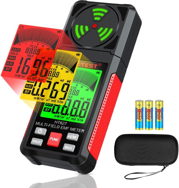 3-in-1 EMF-Detektor Tellurometer, Max Speicher, Messung elektromagnetischer Felder (EF, RF, MF, WiFi), Elektromagnetisch...