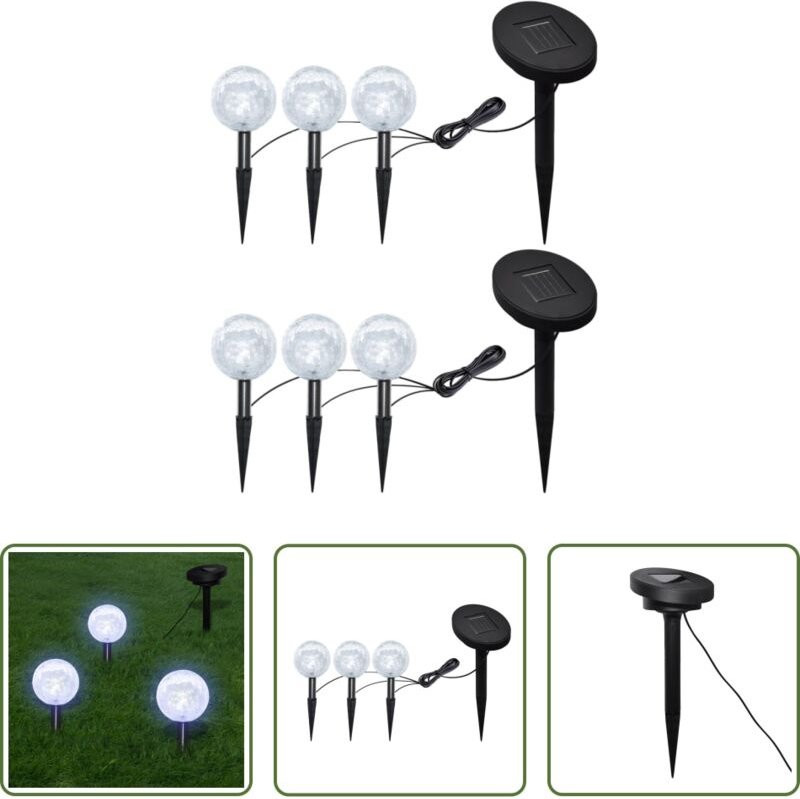 vidaXL LED-Kugelleuchten - Gartenleuchten 6 Stk. LED mit Erdspießen & Solarmodulen