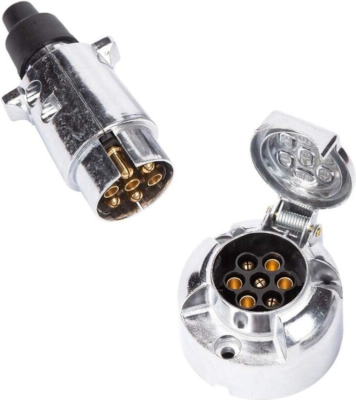 Anhängersteckdose & 7-polige Metallsteckdose, 12 V, wasserdicht, 7-polige Anhängersteckdose, matt, 7-polige Anhängerkupp...