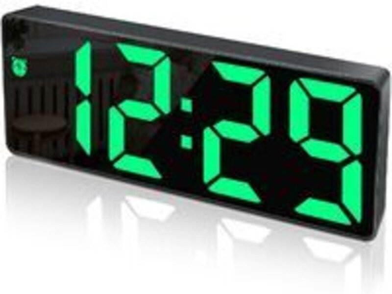 Ersandy - Digitaler Wecker, großes LED-Display, Spiegeloberflächenuhr mit Schlummerfunktion und USB-Ladeanschluss, helli...