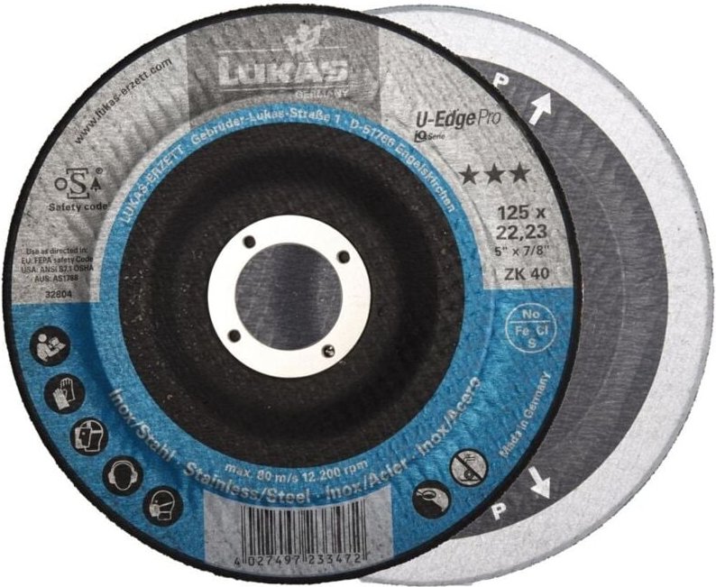 Erzett Kehlnahtschleifscheibe u-edge pro 125 mm Korn 60 - Lukas