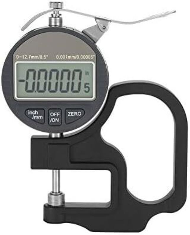 Digitales Dickenmessgerät, 0–12,7 mm, elektronisches Mikrometer, prozentuales Dickenmessgerät, metrisch/Zoll mit präzise...