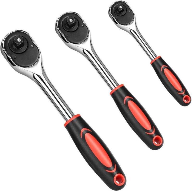 3-teiliger Steckschlüsselsatz 1/4 Zoll, 3/8 Zoll, 1/2 Zoll, hochwertiger professioneller Ratschenschlüssel mit gepolster...