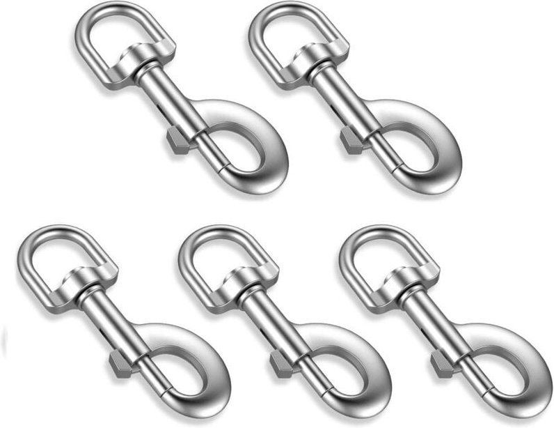 Karabiner 5 Stück – Haken mit Drehgelenk für Hundehalsband – Karabiner aus massiver Zinklegierung, multifunktional – Cam...