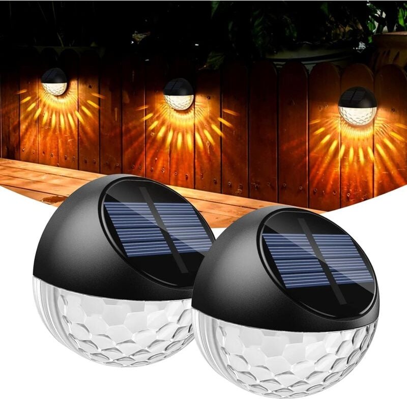 Solarlampe 2er Set, led Solarleuchten Aussen Wandlampe IP65 Wasserdicht, Dekorative Wandbeleuchtung Warmweisses Licht, Z...