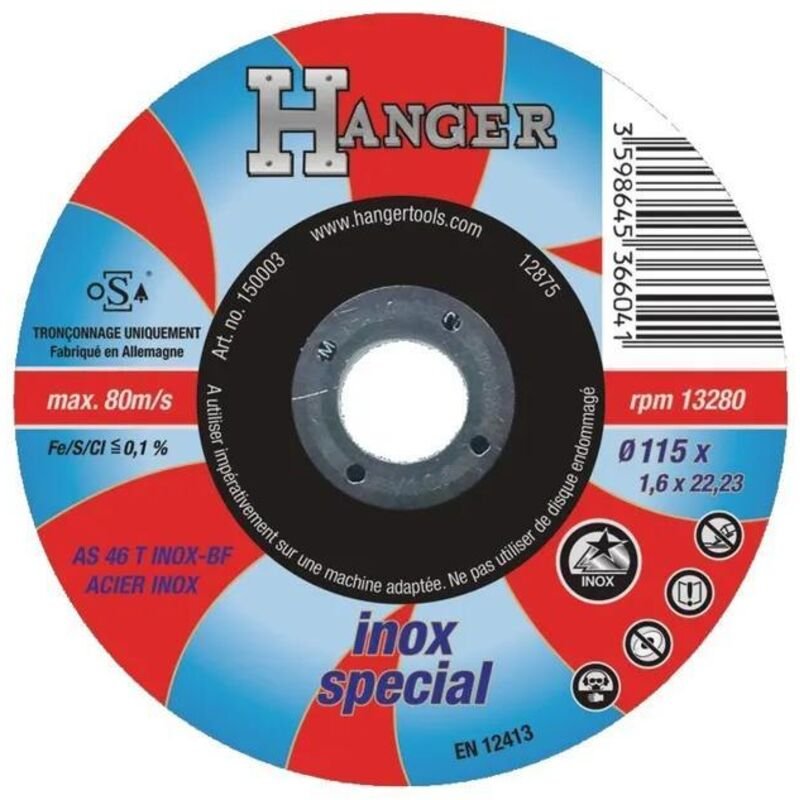 Hanger Trennscheibe Edelstahl 115 mm Dicke 1,6 mm