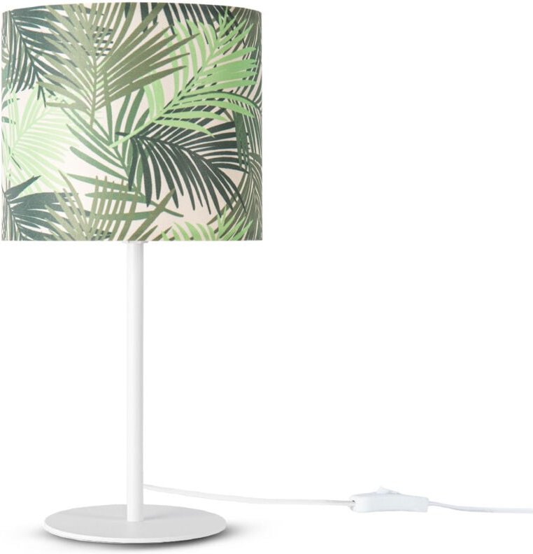 Tischlampe Schreibtischlampe Wandlampe Stoff Nachttisch E14 Blumen Jungle Deko Tischleuchte - Weiß, Design 3 (Ø18 cm) - ...