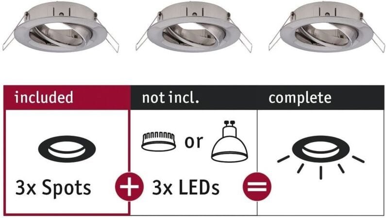 Paulmann - 92485 ebl Choose Einbauring 3er Set 10 w Eisen (gebürstet)