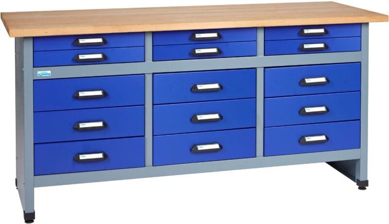 Kupper - Küpper Werkbank 12977, 170 cm breit, 15 Schubladen, ultramarinblau