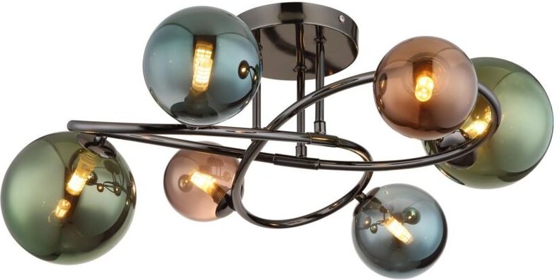 Globo Lighting - Deckenleuchte Deckenlampe Wohnzimmerleuchte Glas Esszimmerleuchte, Metall grau, led 6x 3,5W 290Lm warmw...