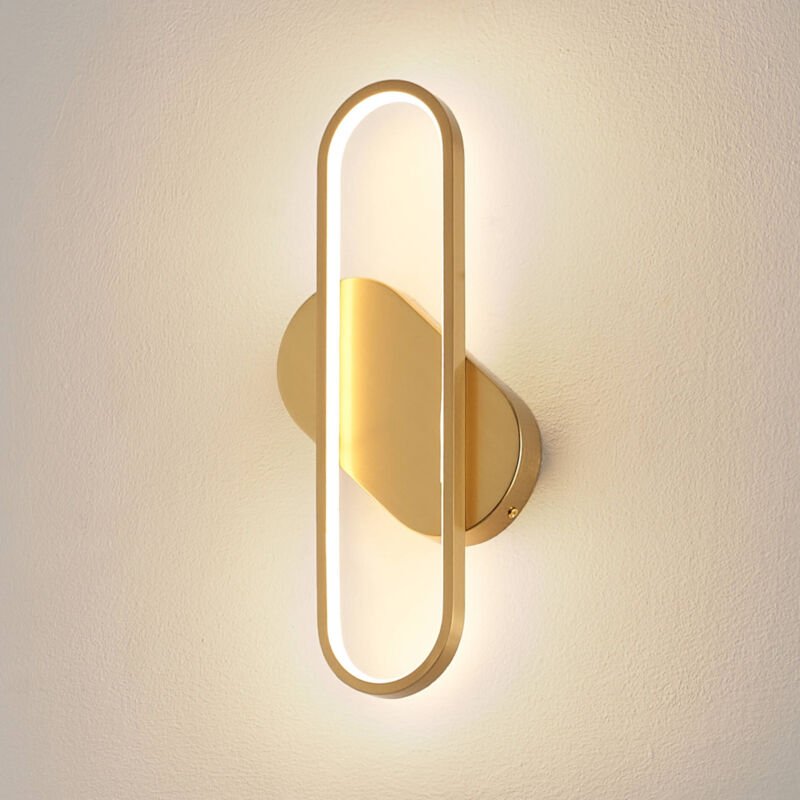 Ovale goldfarbene Design Wandleuchte -Evelia