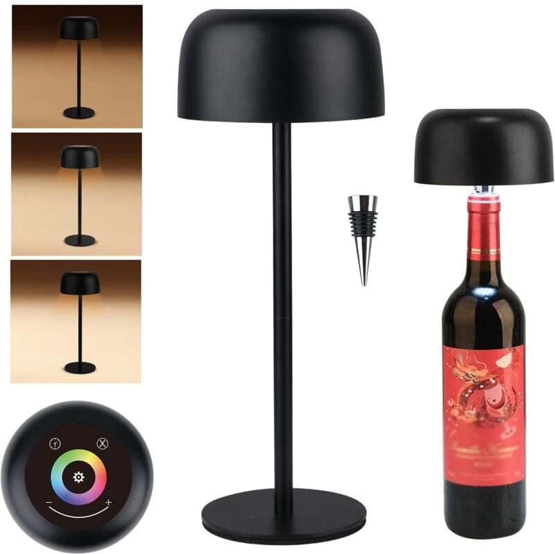 3-in-1-Flaschenlampe, kabellos, 1500 mAh, wiederaufladbar, Nachttisch- und Tischlampe, Touch für Bar-Restaurants, Zubehö...