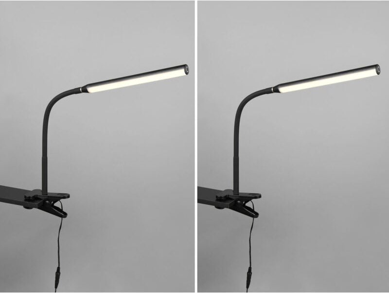 Meinewunschleuchte - 2er set led Klemmlampen Schwarz dimmbar & 3 Lichtfarben, Höhe 38-69cm