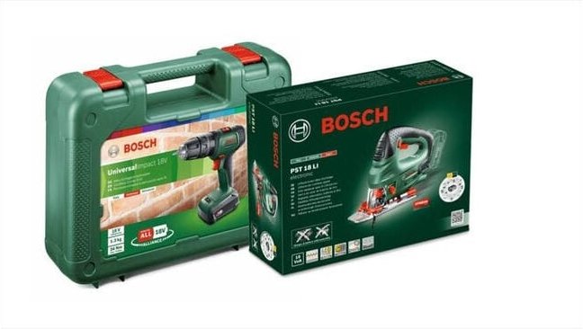 Universal Impact 18V 2x2Ah Schlagbohrmaschine + 18V Bosch Stichsäge - 06039D410B