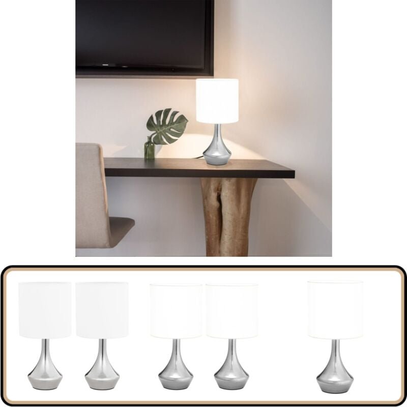 Thumbnail - Tischlampen 2 Stk. Touch-Sensor Weiß E14 - Tischlampe - Stehlampe - Wohnzimmer Deko - led Licht - Modernes Design