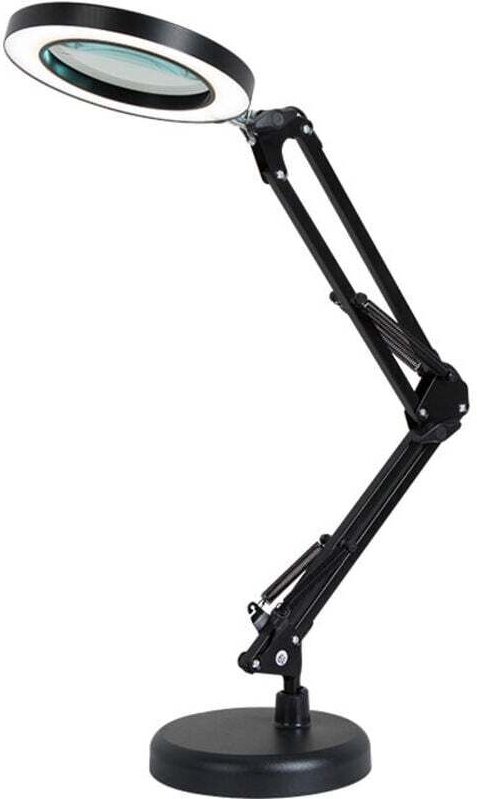 Loupe Loupe, Lampe de Table Lumineuse de Bureau, Grossissement 8X 10 Niveaux de Luminosité Réglable, avec 64 LED, Noir,