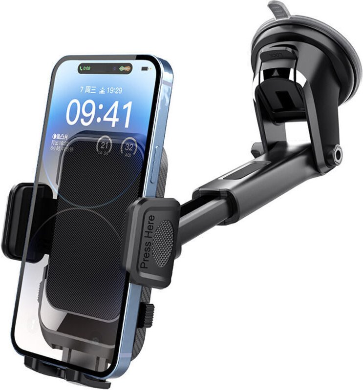 Auto-Handyhalterung mit Saugnapf für Armaturenbrett und Windschutzscheibe, 360° drehbar, ausziehbarer Arm, teleskopierba...