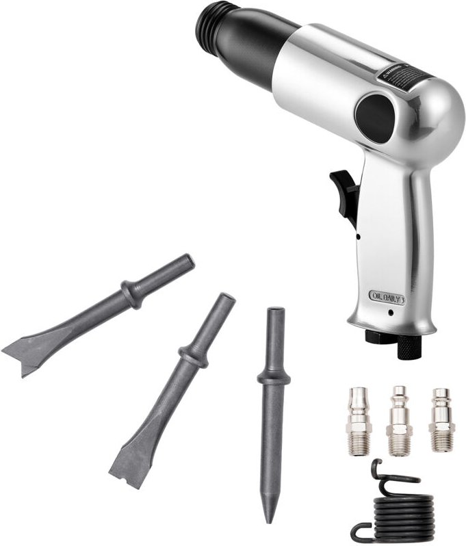 Mophorn Druckluft-Meißelhammer, 3500 BPM pneumatischer Hammer mit 70 mm Hub & 4 Meißeln mit rundem Schaft, kompakter Luf...