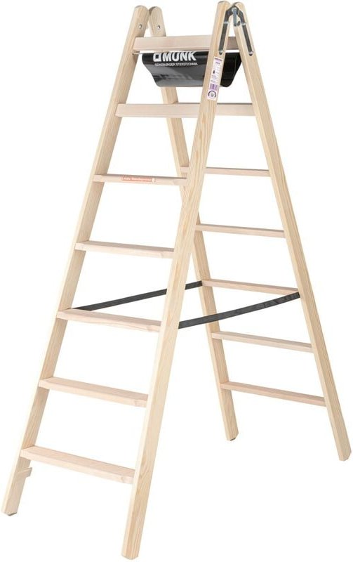 MUNK Holz Stufen-Stehleiter 2x7 Stufen