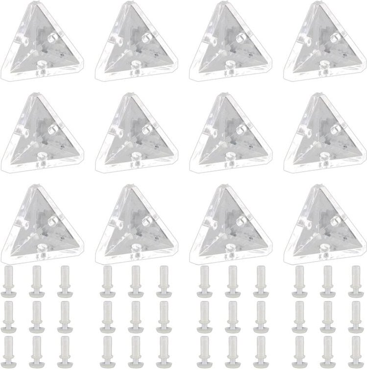 12-Teilige Acryl-Eckhalterungen mit Halbtransparenten Schrauben, Durchsichtige Rechtwinklige 3-Loch-Verbindungsklammern