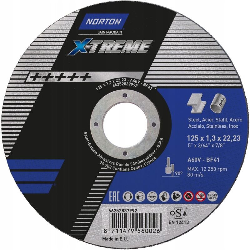 NORTON X-TREME 125x1,3x22 mm Stahl- und Metalltrennscheibe