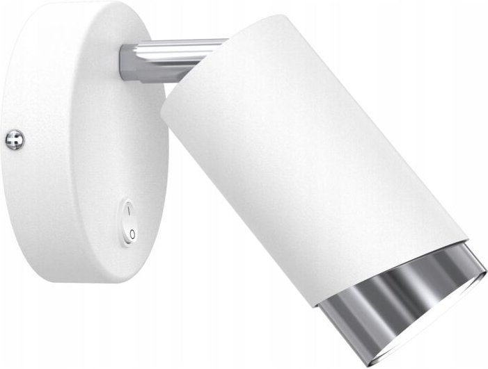 Frei. Verstellbare weiße Chrom-Spot-Wandleuchte mit Ewilight Bevel-Schalter