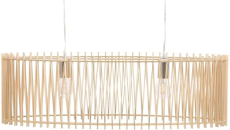 Hängeleuchte Braun/ heller Holzfarbton 124 cm aus MDF-Platte und Metall Schirm aus Streben Moderner Stil