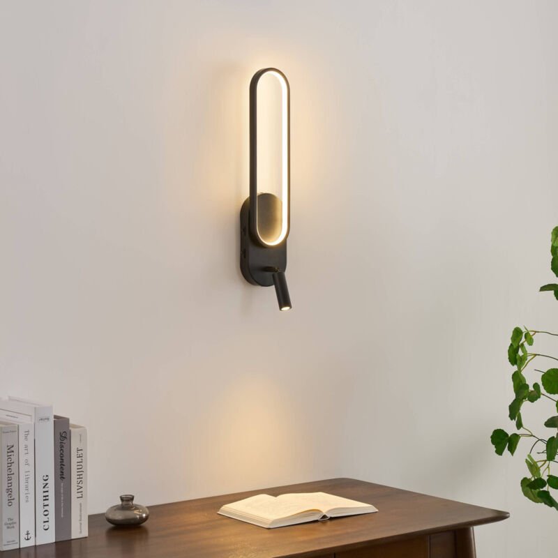 Integrierte LED-Leselampe schwarz mit Doppelschalter - Jena