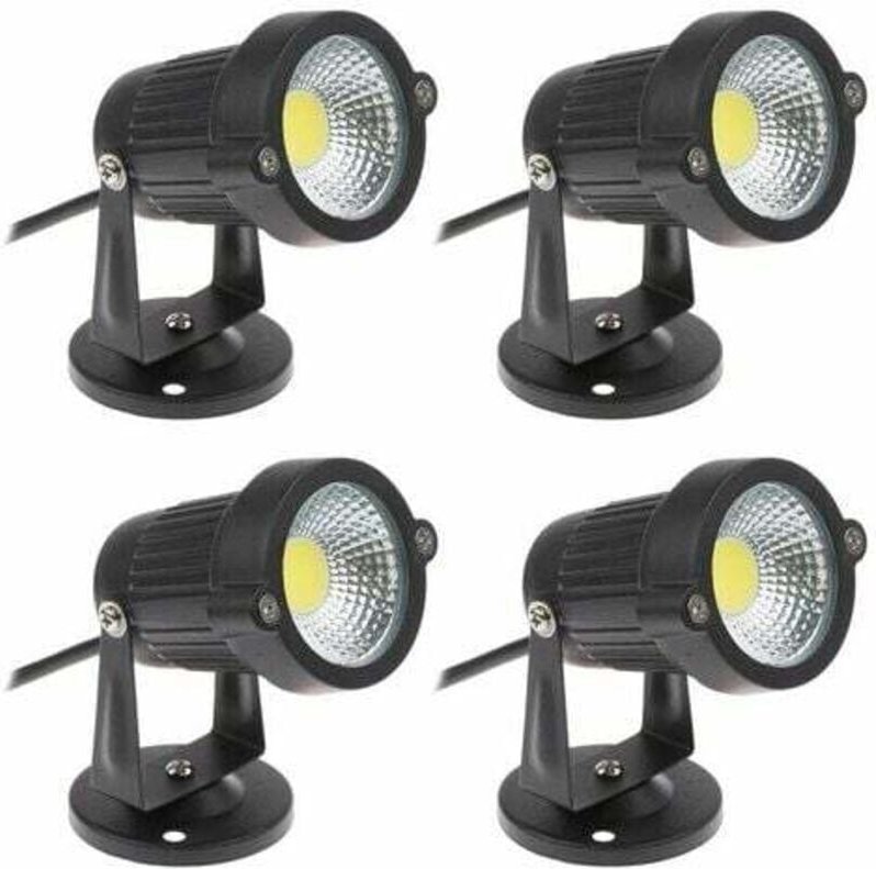 Set mit 4 Cob-LED-Strahlern, 5 w, 220 v, verstellbare Gartenstrahler, Außenbeleuchtung, Gartenterrasse, Kaltweiß - Tigre...