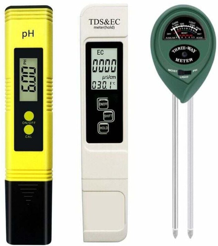 Teile PH-Meter TDS PPM-Meter Boden-PH-Tester Digitales PH/EC-Kit 3-in-1 Digitales PH-Meter TDS EC- und Temperaturmessger...