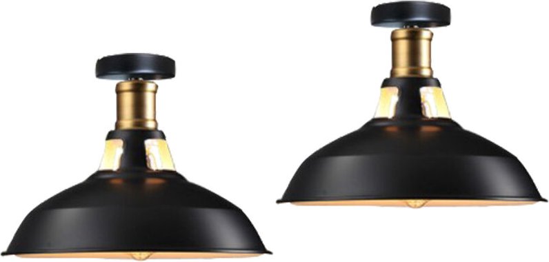 Deckenlampe Industriell Vintage Deckenleuchte Eisen 27cm Lampenschirm Schwarz&Weiß Lampe für Flur, Balkon, Treppe - 2 Pa...